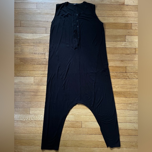 Black Pants - Sleeveless Dropcrotch Black Jumpsuit